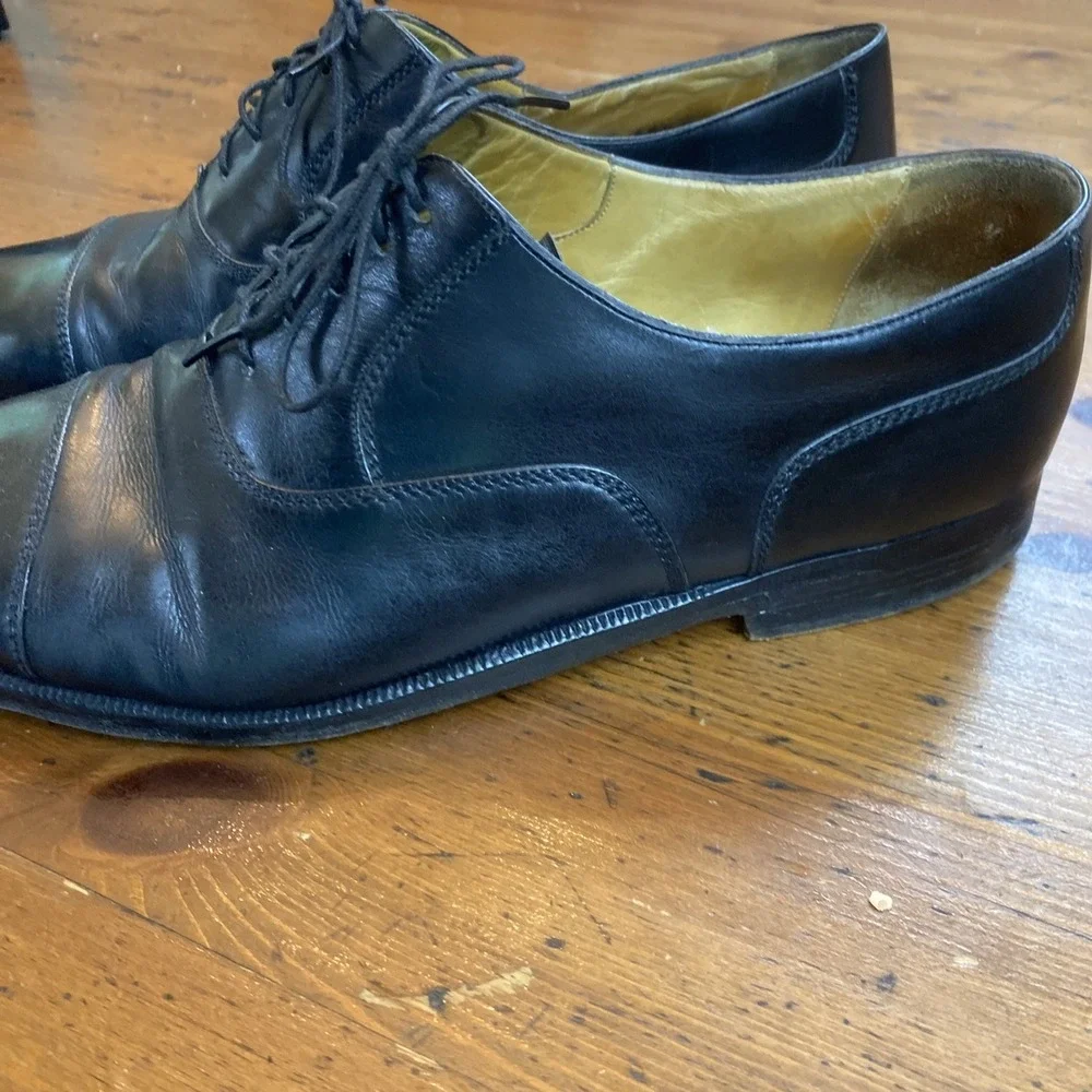 Cole Haan Dress Shoes Men's 10.5 D Black Leather Lace-up Cap-Toe Oxford Italy‎